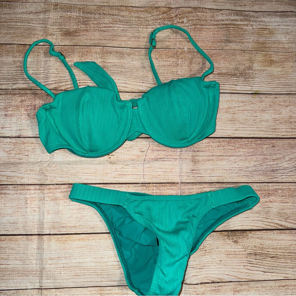 ViX Teal Turquoise Bandeu Bikini Set S/M